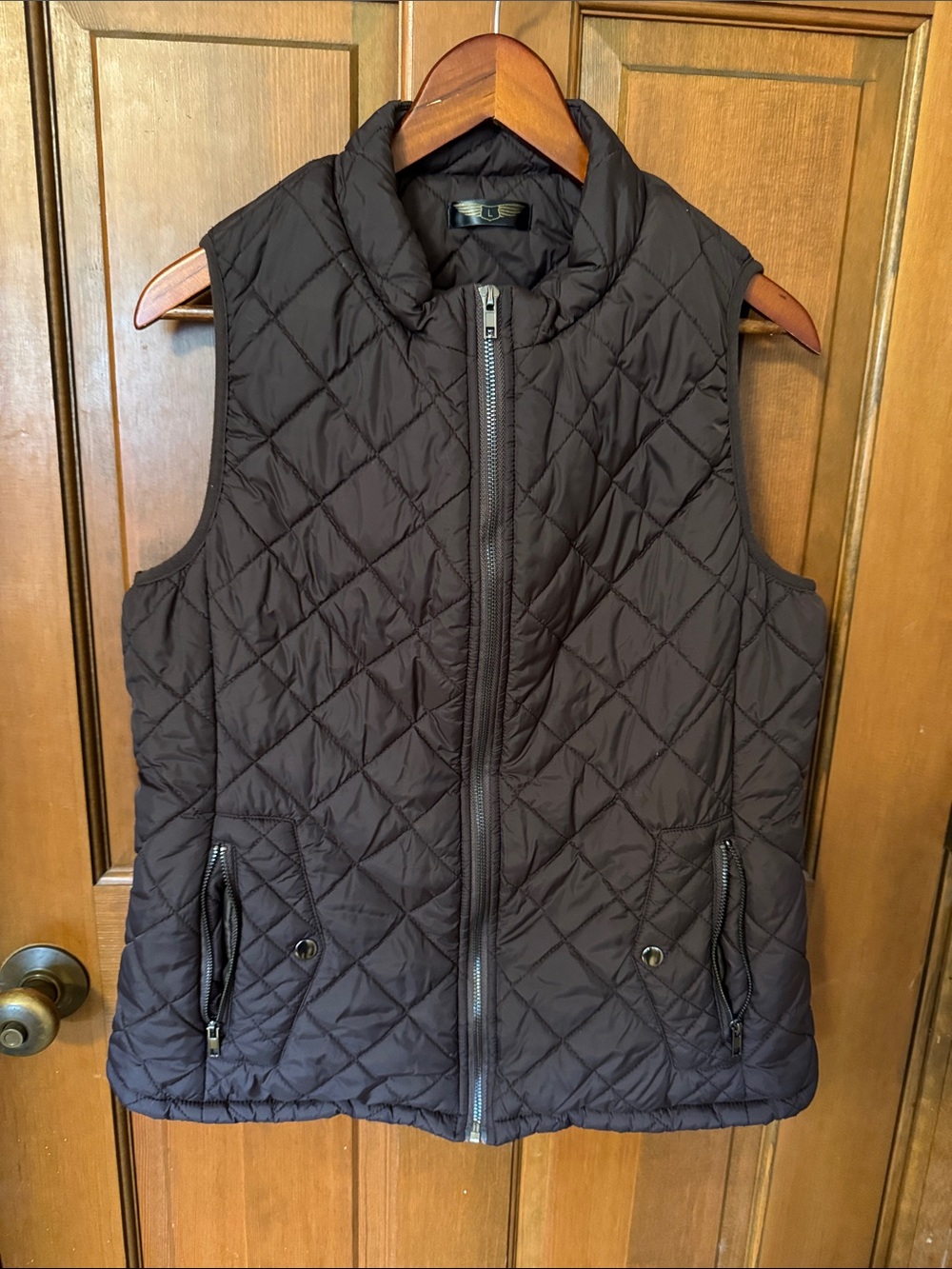 Quilted Sleeveless Puffer Vest in Dark Brown